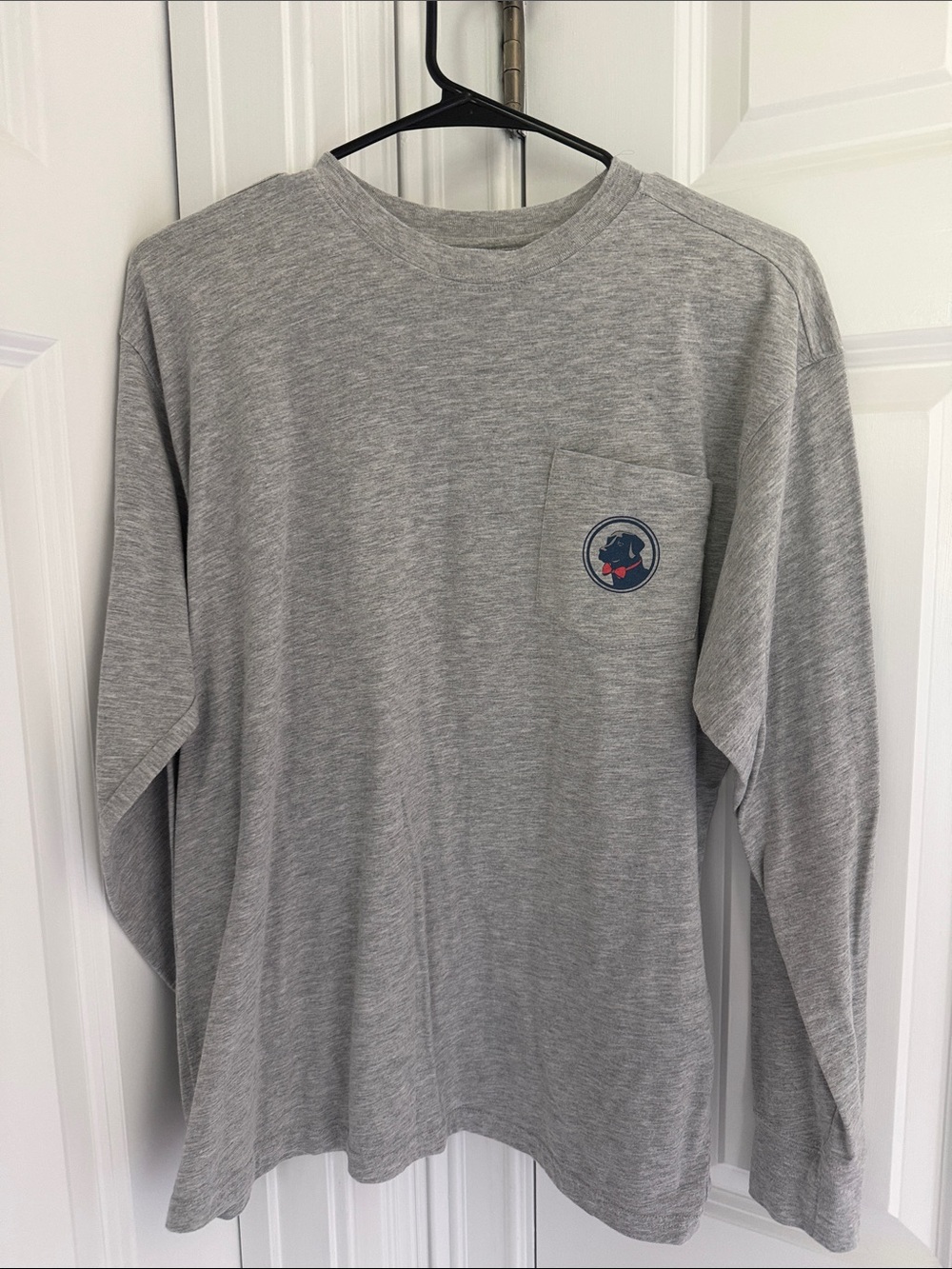 Southern Proper Heather Gray Long-Sleeve Pocket Tee with Logo Patch